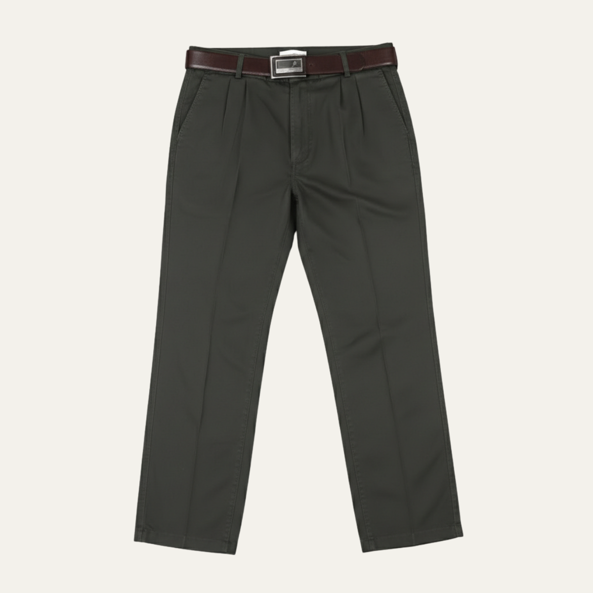 Men's Classic Straight Leg Pants Double Pleated Cotton