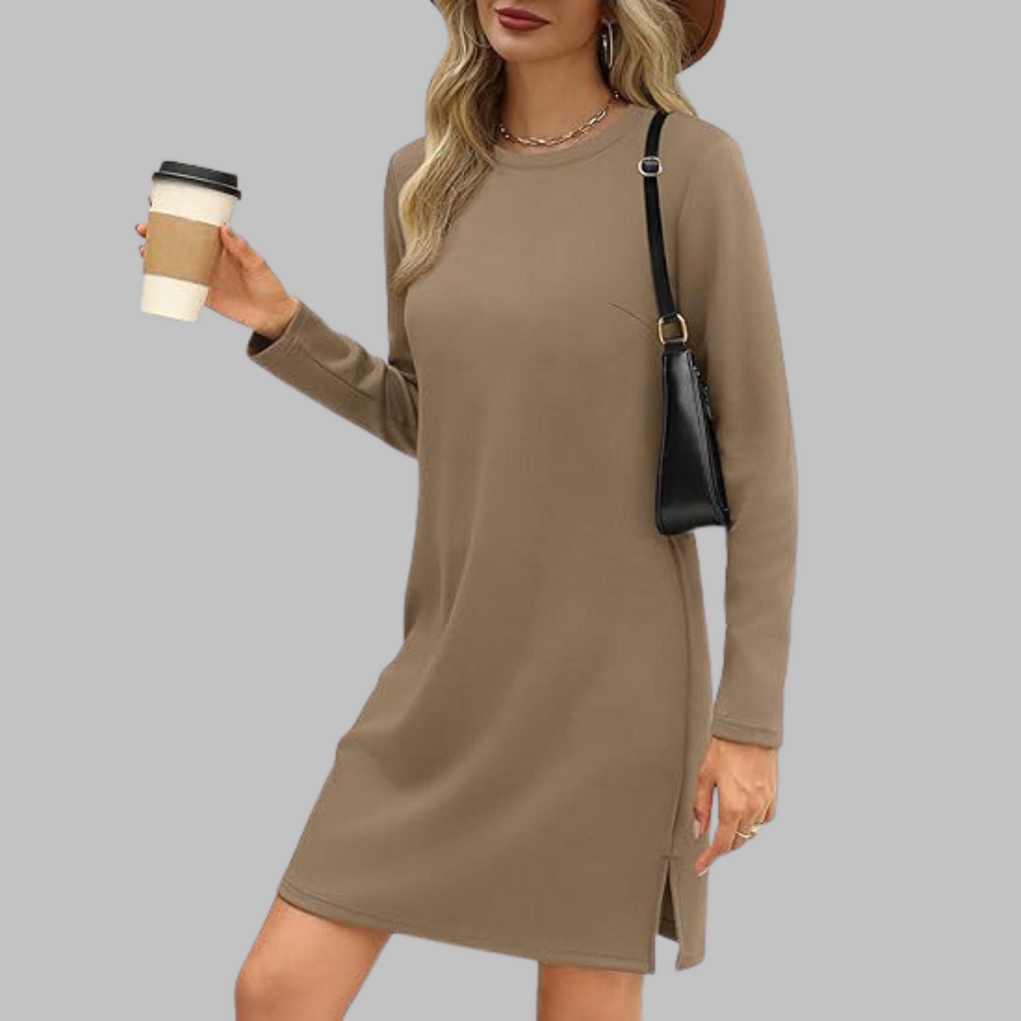 Women's Long Sleeve Round Neck Dress Comfortable