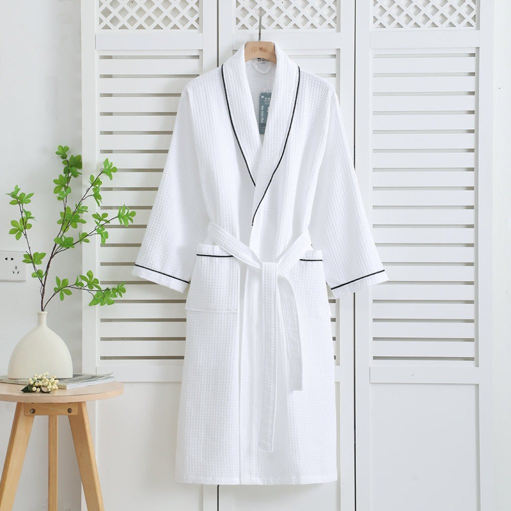 Cotton Waffle Bathrobe Lightweight Kimono Style