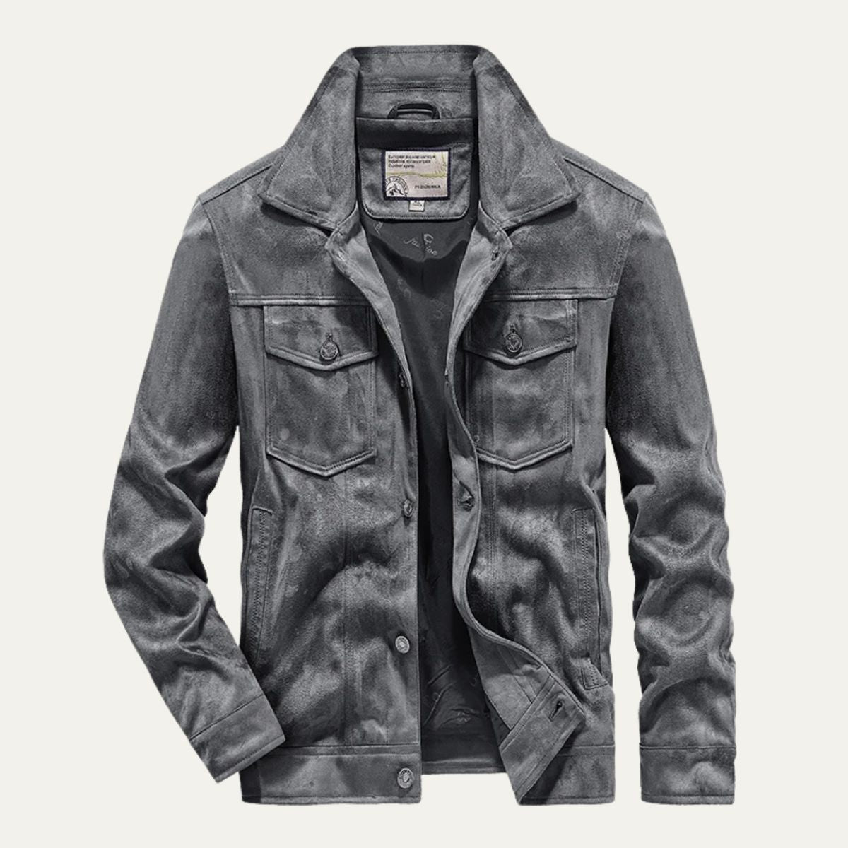 Men's Suede Cargo Jacket Lightweight Vintage Brown