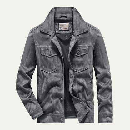 Men's Suede Cargo Jacket Lightweight Vintage Brown