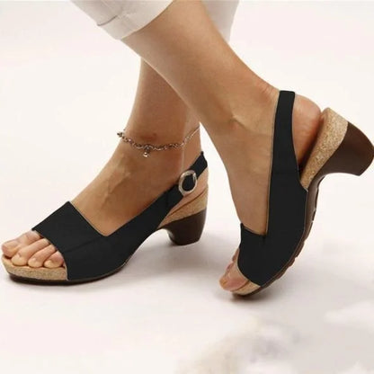 Vivian Women's Block Heel Sandals Buckle Strap