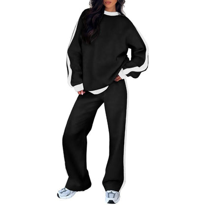Women's Two Piece Set Round Neck Sleeves Pants
