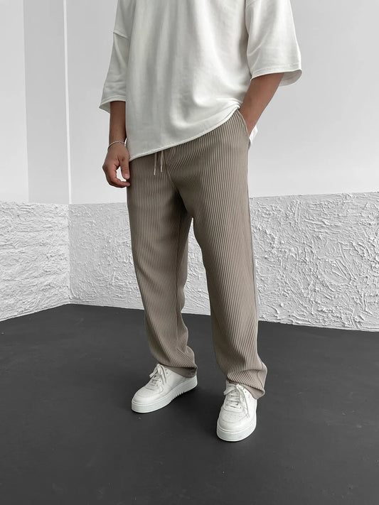 Men's Wide Leg Lounge Pants Vertical Stripe - Vonnera