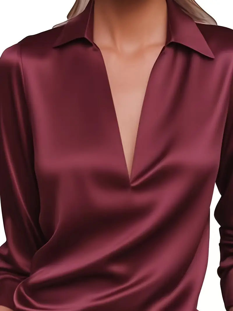 Women's Long Sleeve Blouse Draped Neck