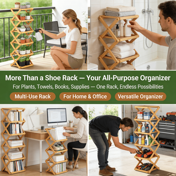 Bamboo 9 Tier Storage Rack No Assembly Required