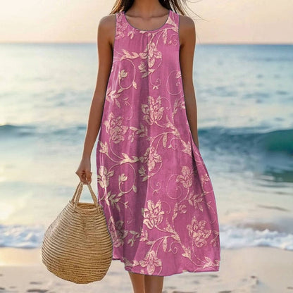 Women's Floral Print Sleeveless Midi Dress - Vonnera