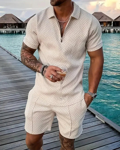 Men's Summer Tracksuit Zipper Collar