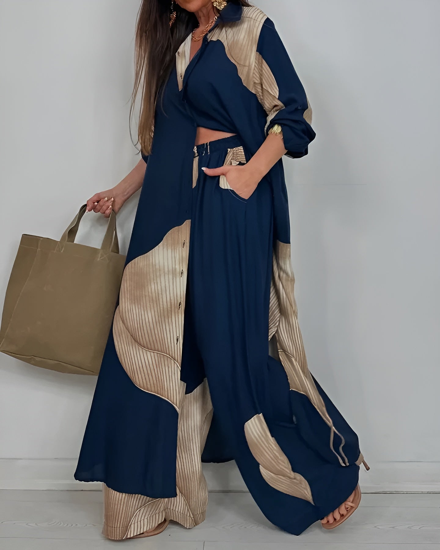 Women's Two Piece Outfit Cropped Wide Leg Pants
