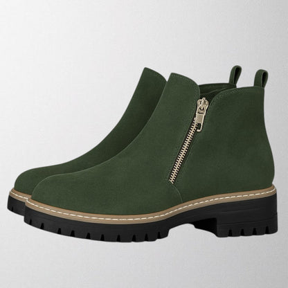 Women's Boots Side Zipper Rounded Toe