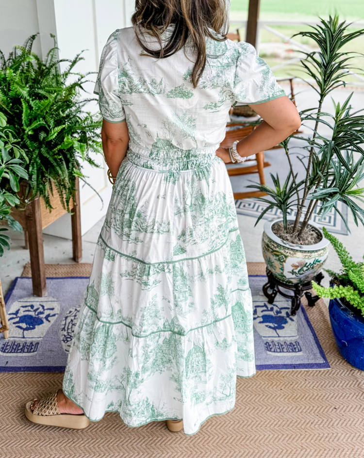 Women's Maxi Toile Print Tiered Dress