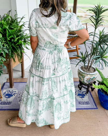 Women's Maxi Toile Print Tiered Dress