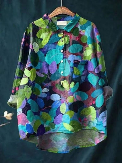 Women's Floral Print Blouse Button-Front
