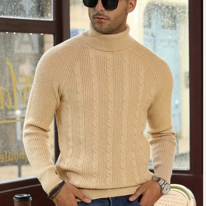 Richemont Men's Cable Knit Turtleneck Sweater