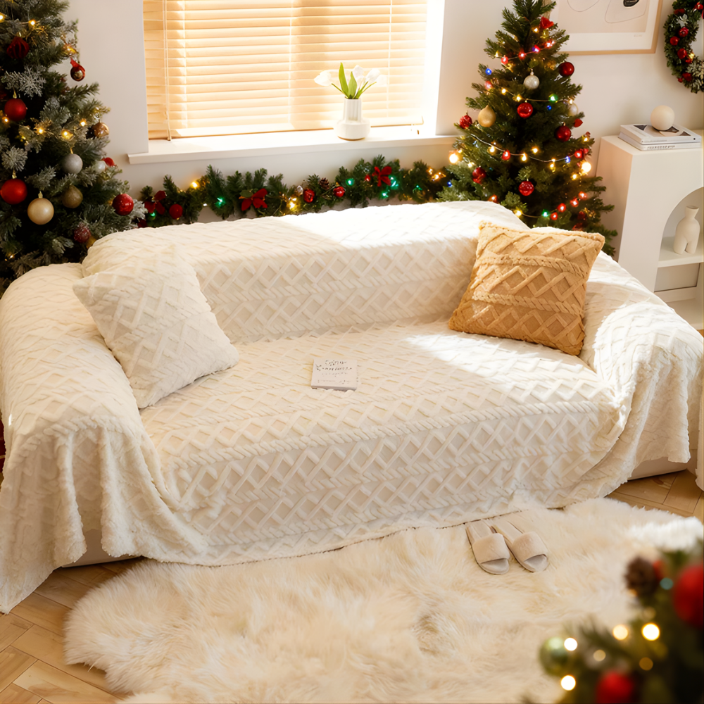 Shaggy Sofa Slipcover Soft Fabric - Vonnera