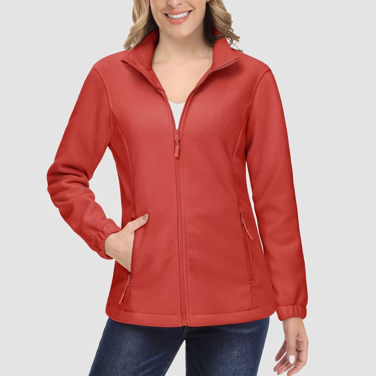 Women's Fleece Zip-Up Jacket Soft Warm