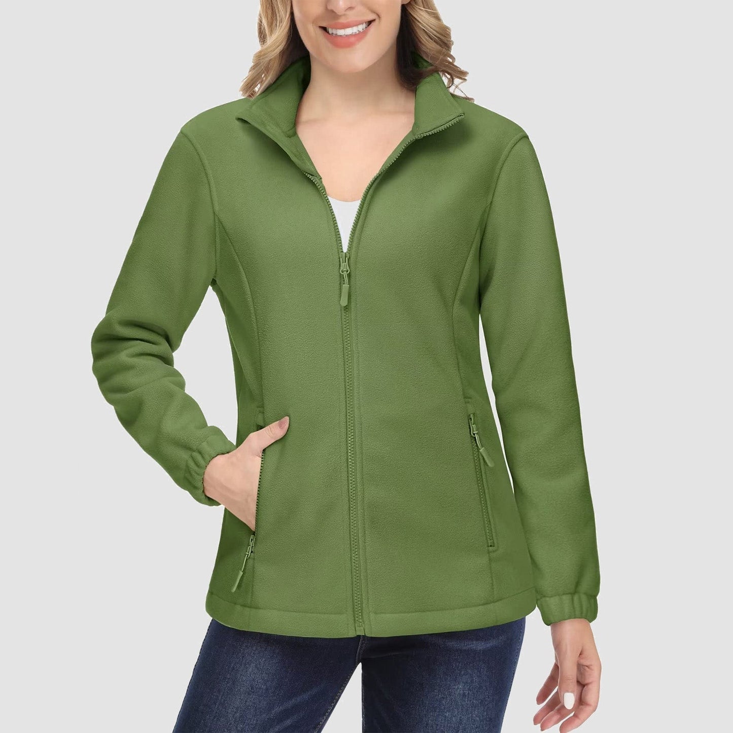 Women's Fleece Zip-Up Jacket Soft Warm