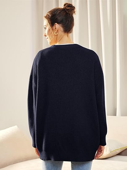 Women's Oversized V Neck Cardigan Button Closure