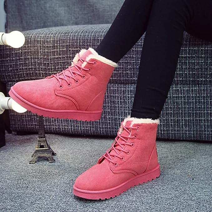 Women's Ankle Boots Lace-Up Cozy Lining Non-Slip Sole