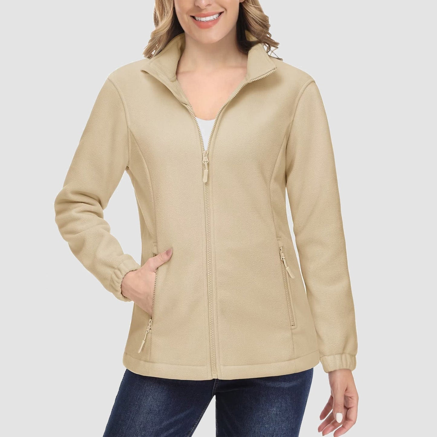 Women's Fleece Zip-Up Jacket Soft Warm