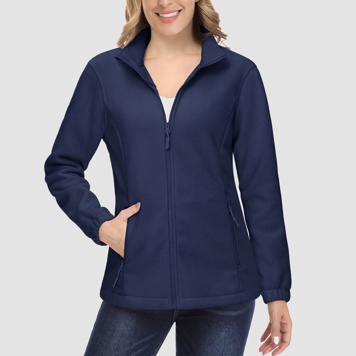 Women's Fleece Zip-Up Jacket Soft Warm