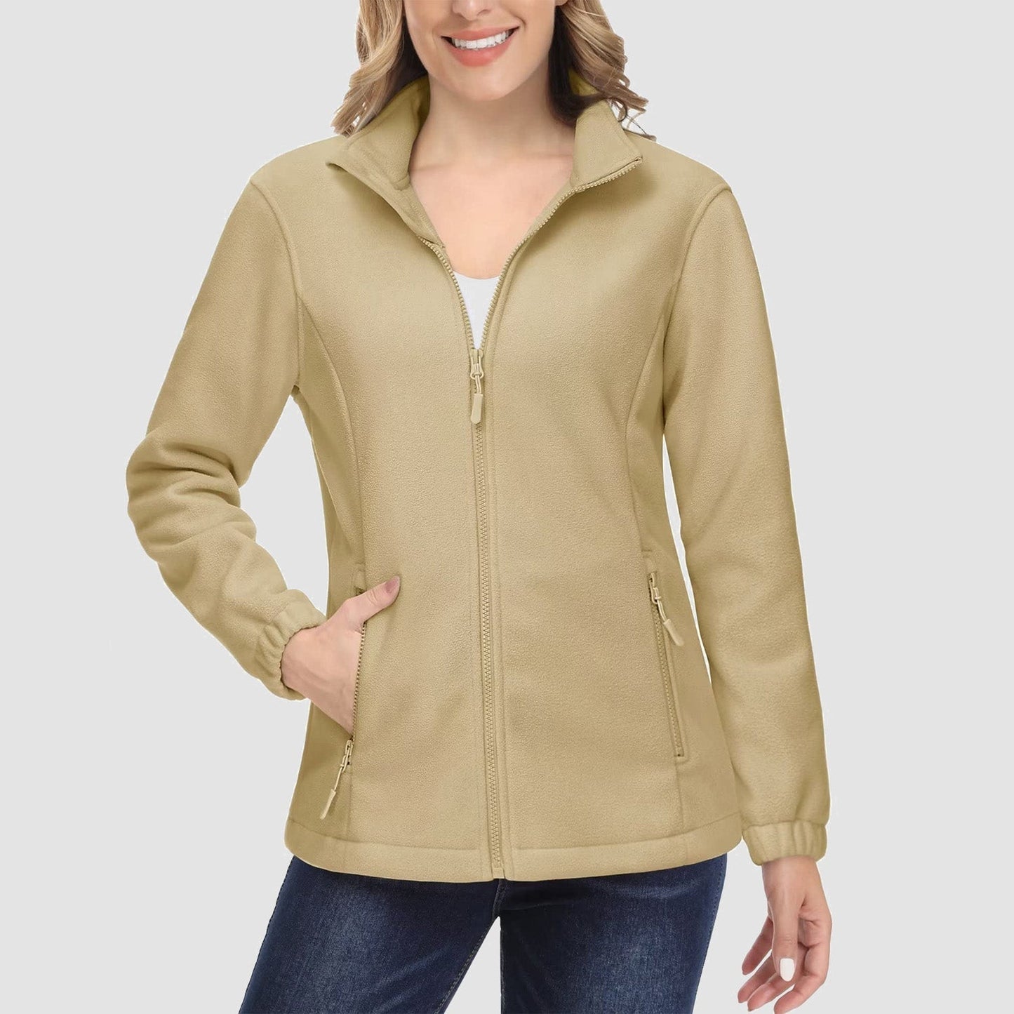 Women's Fleece Zip-Up Jacket Soft Warm