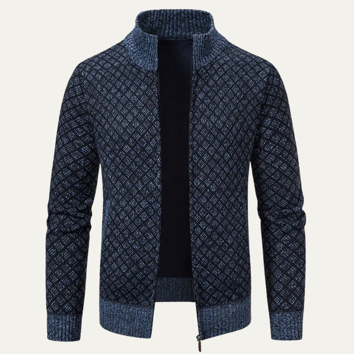 Men's Plaid Knitted Cardigan Zip Up Winter