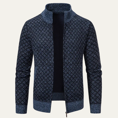 Men's Plaid Knitted Cardigan Zip Up Winter