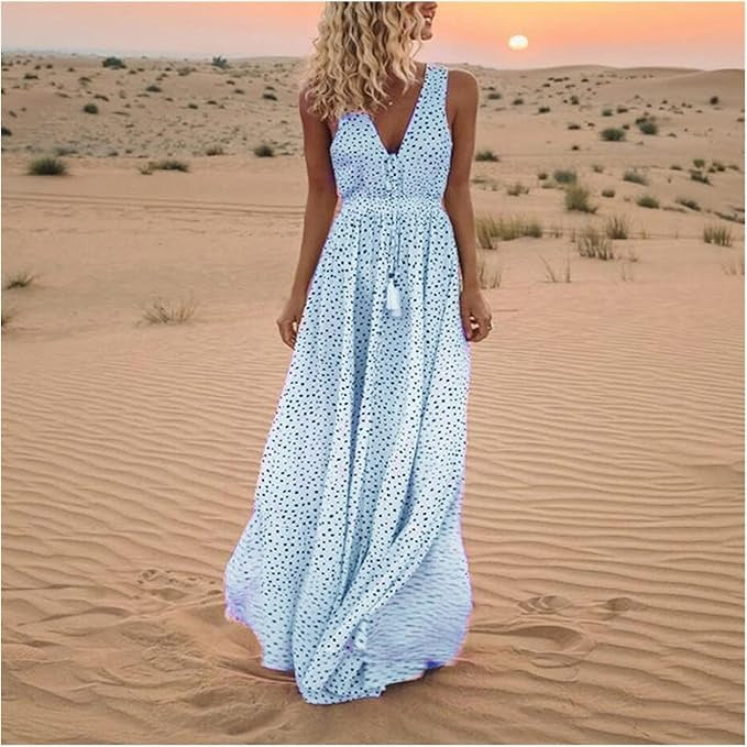 Waverly Women's Boho Maxi Dress Polka Dot