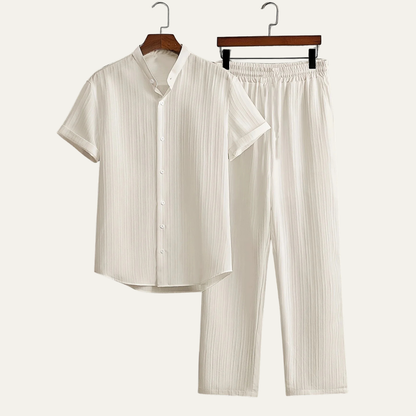Men's Short Sleeve Shirt Pants Set Casual Summer Outfit