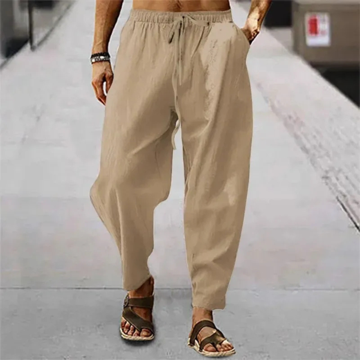 Men's Linen Wide Leg Casual Pants