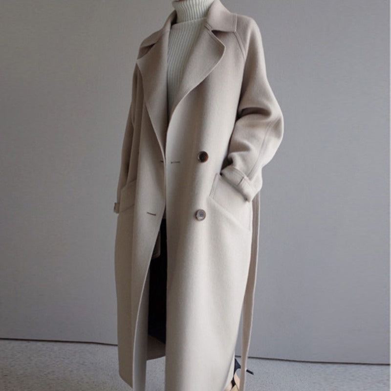 Women's Long Trench Coat Luxurious Fabric - Vonnera