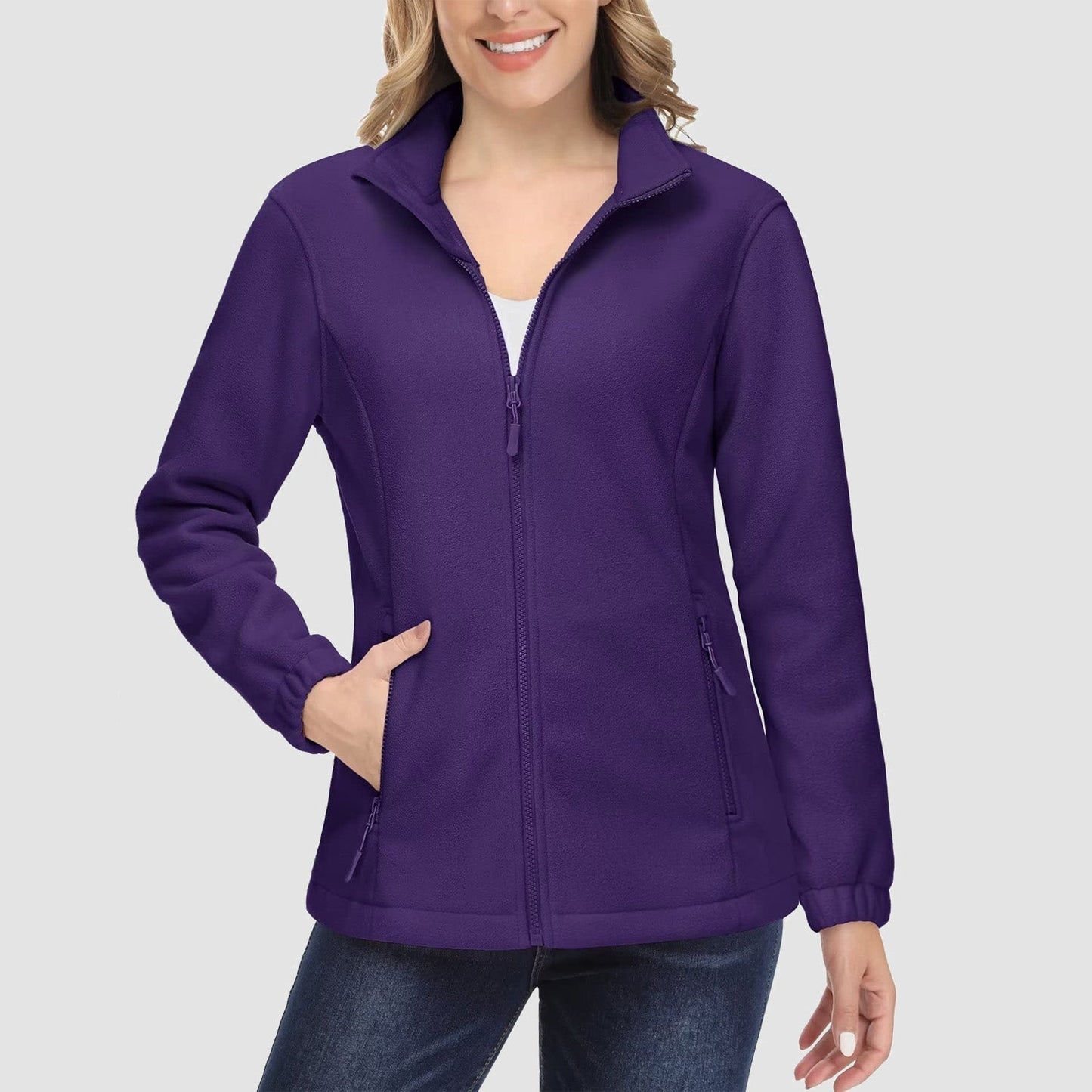 Women's Fleece Zip-Up Jacket Soft Warm