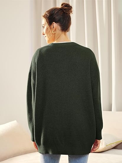 Women's Oversized V Neck Cardigan Button Closure