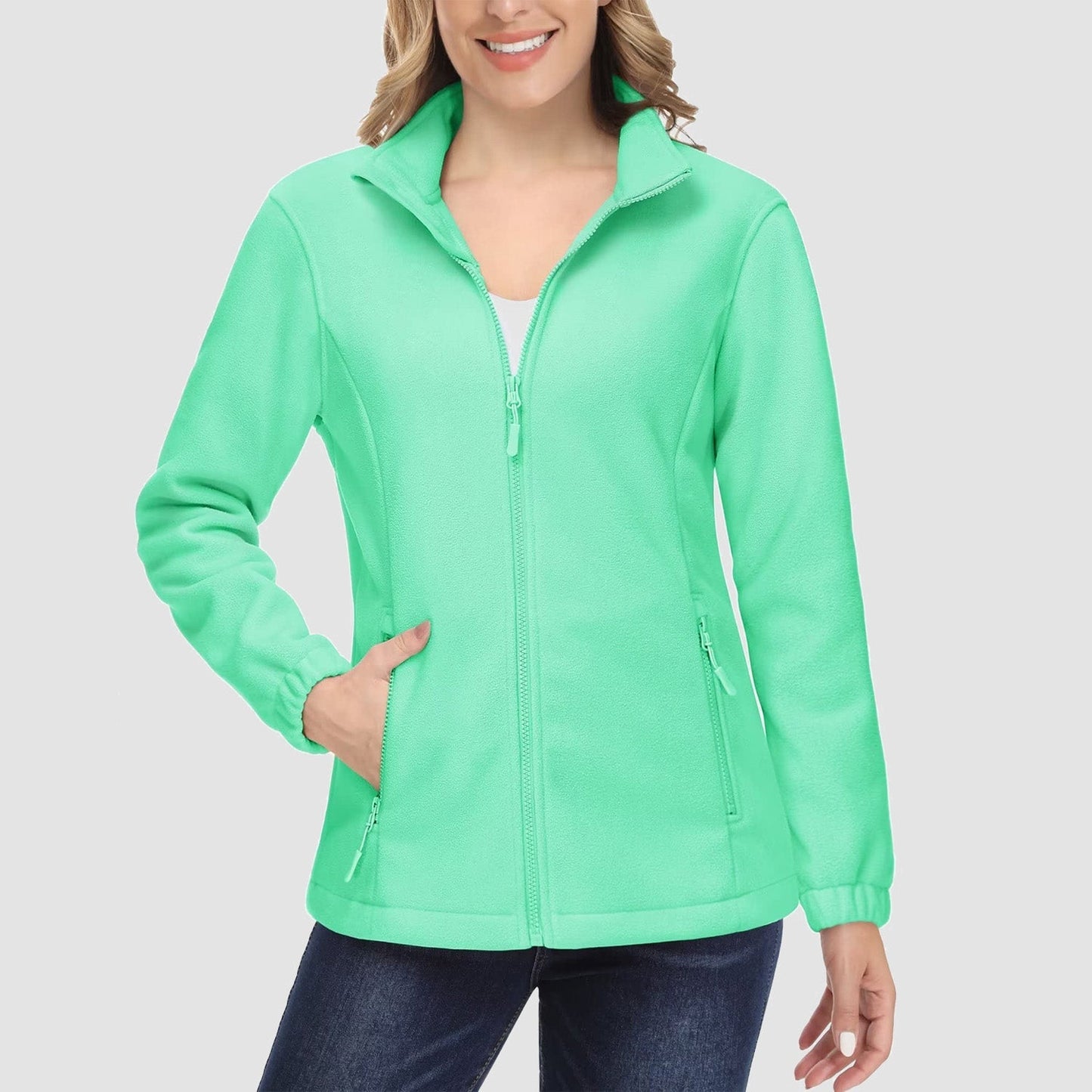 Women's Fleece Zip-Up Jacket Soft Warm