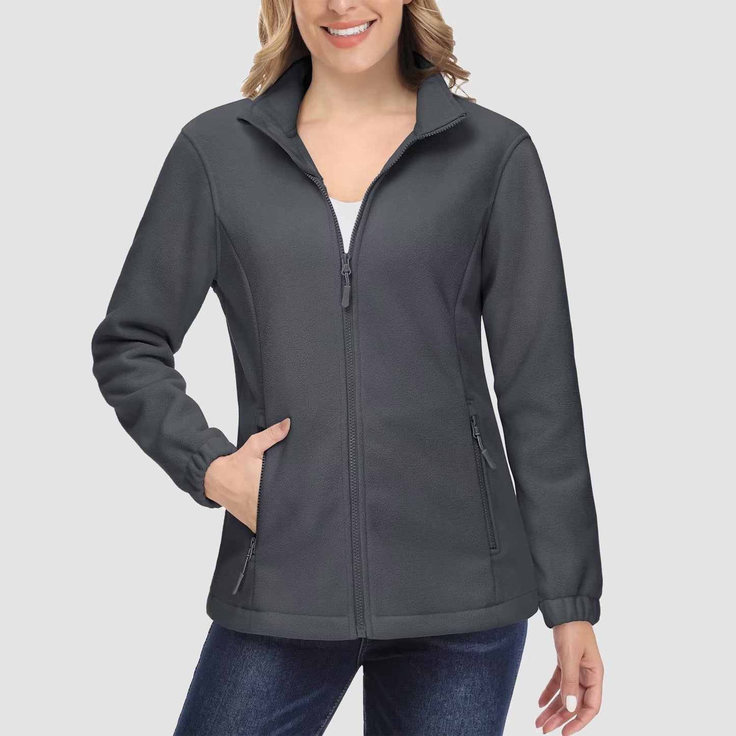 Women's Fleece Zip-Up Jacket Soft Warm