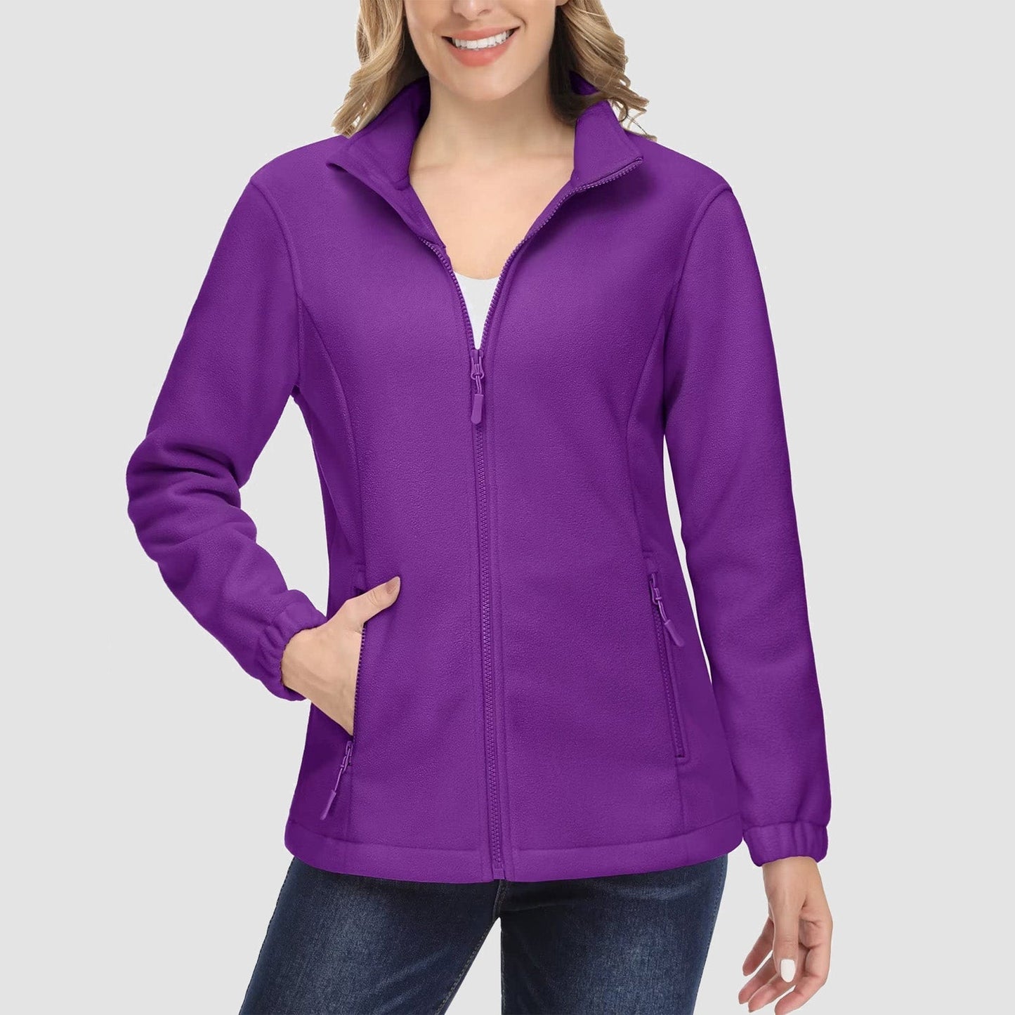 Women's Fleece Zip-Up Jacket Soft Warm