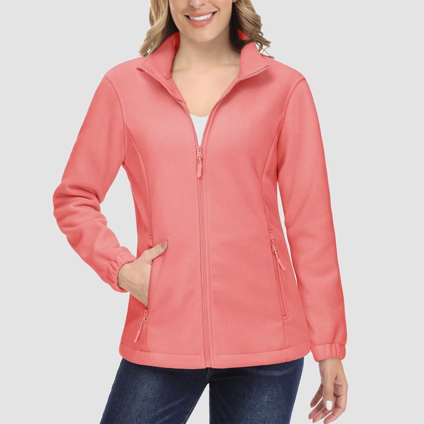 Women's Fleece Zip-Up Jacket Soft Warm