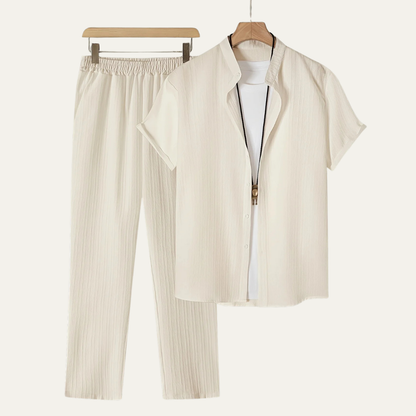 Men's Short Sleeve Shirt Pants Set Casual Summer Outfit