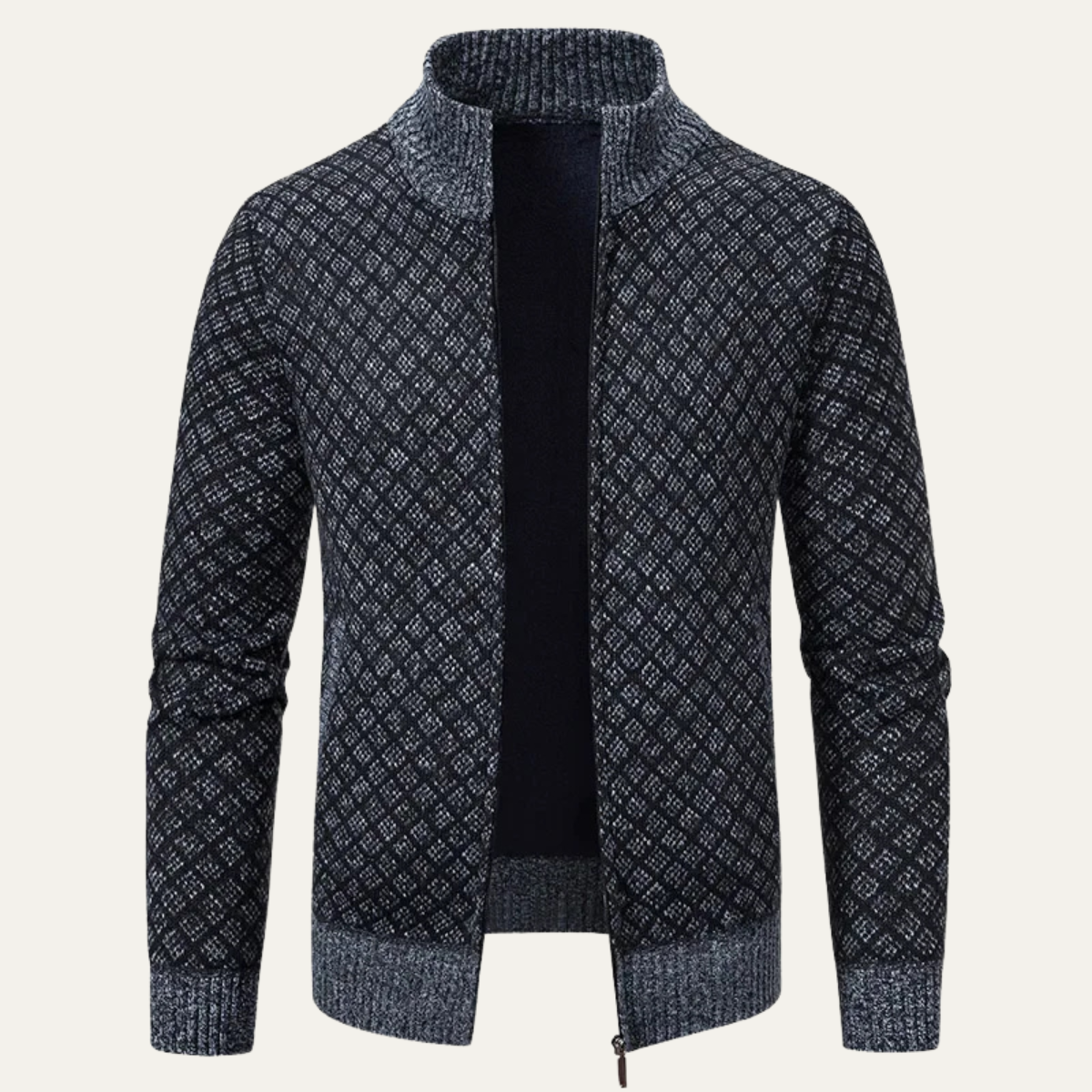 Men's Plaid Knitted Cardigan Zip Up Winter