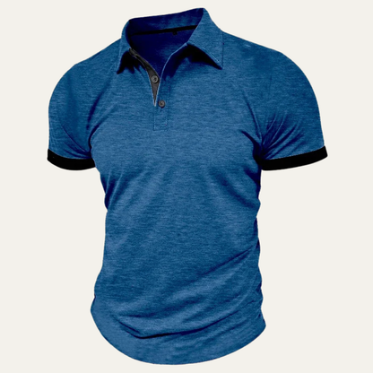 Men's Slim Fit Polo Shirt Cotton Summer Blue