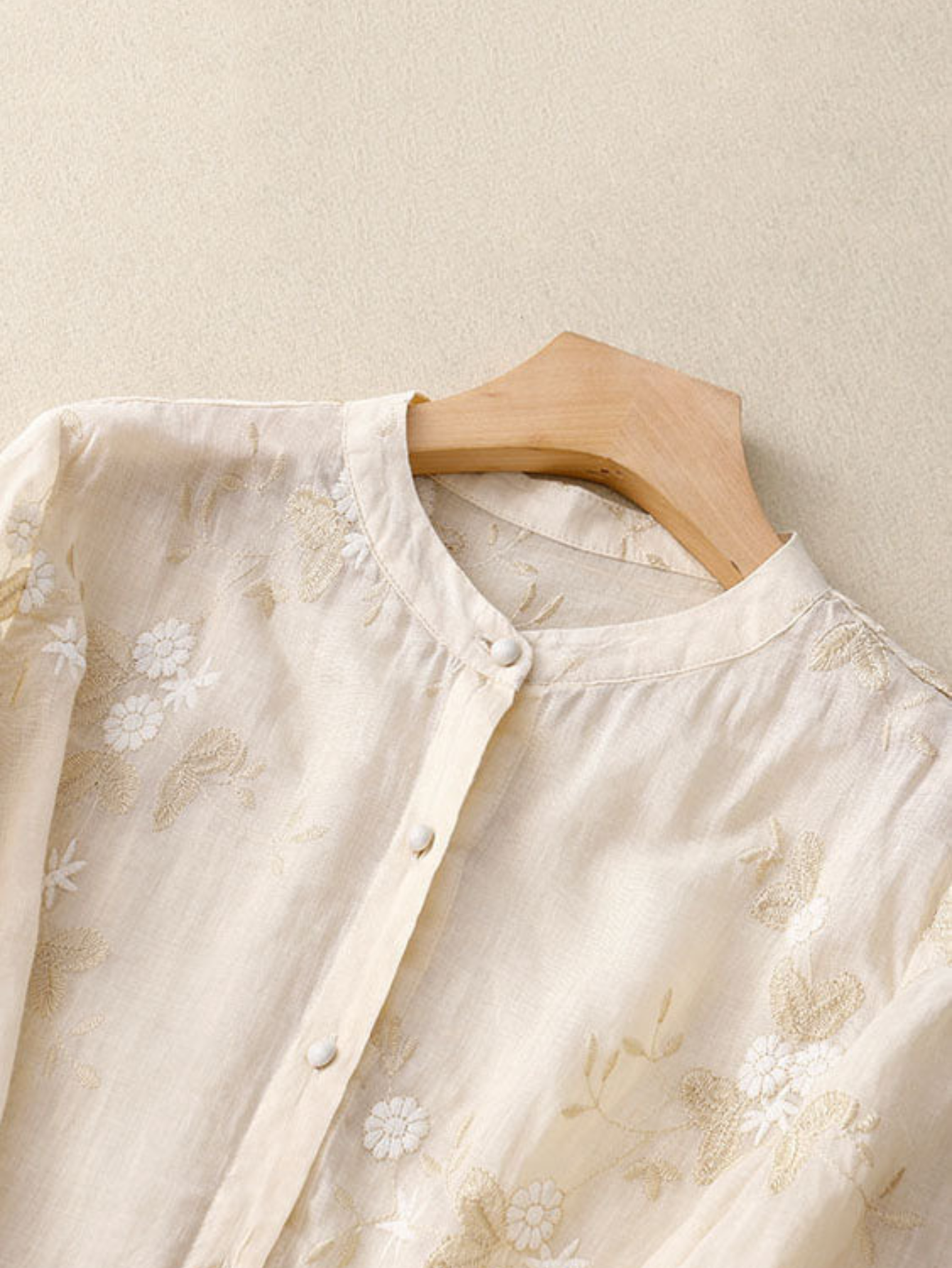 Women's Embroidered Blouse Button Front