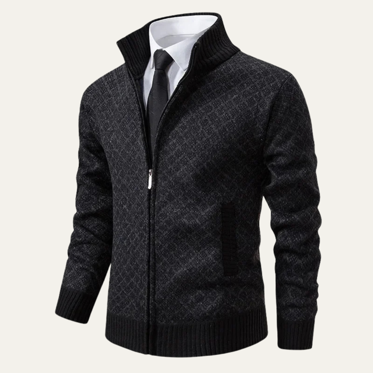 Men's Plaid Knitted Cardigan Zip Up Winter