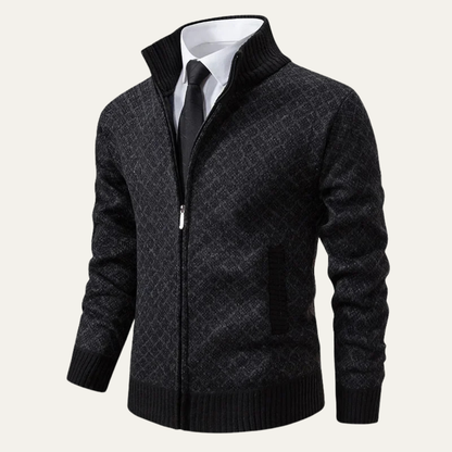 Men's Plaid Knitted Cardigan Zip Up Winter