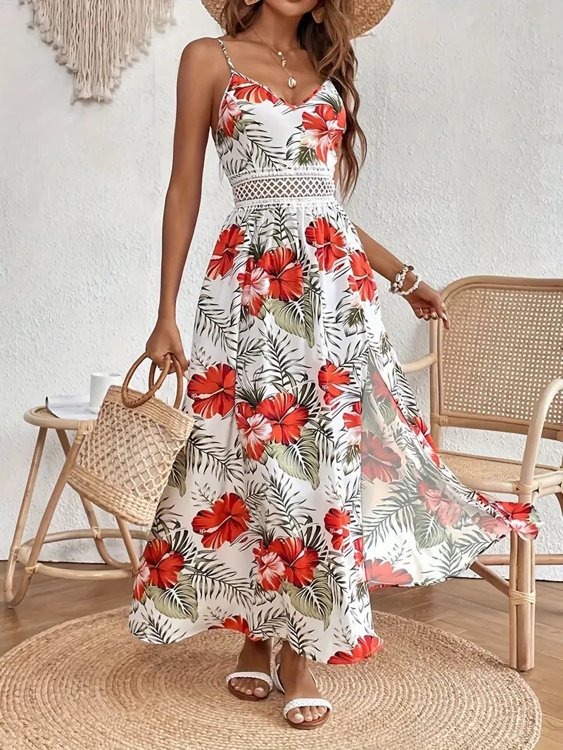 Ruby | Women's Floral Flowy Draped Midi Dress Summer 2026