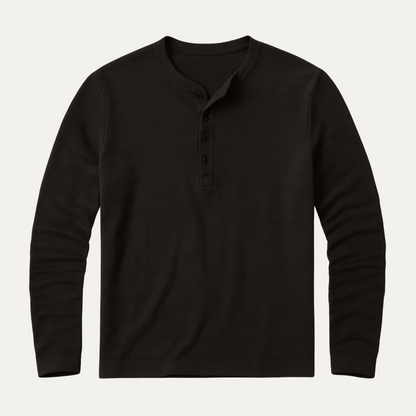 Men's Long Sleeve Cotton Henley Shirt