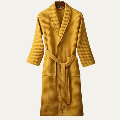 Men's Cotton Waffle Bathrobe Lightweight Beige - Vonnera