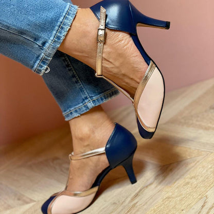 Alessia Women's T-Strap Pumps Round Toe