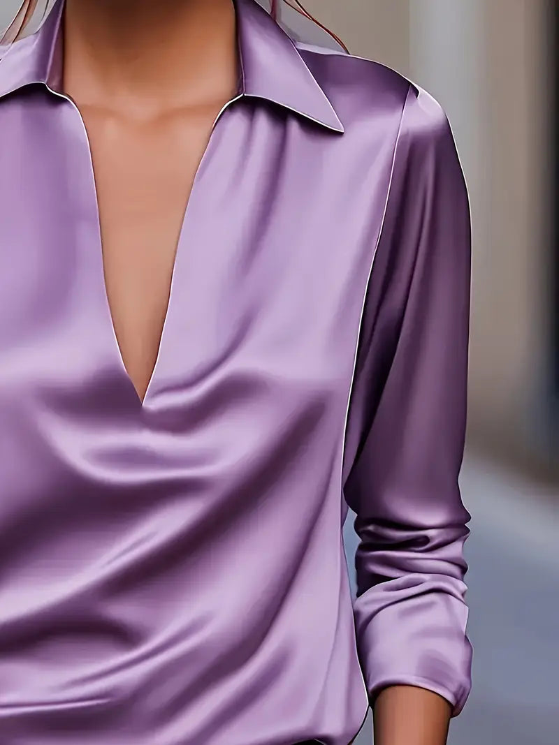 Women's Long Sleeve Blouse Draped Neck