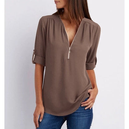 Women's V-Neck Blouse Pink